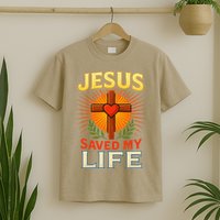 Jesus Saved My Life Cross With Heart Christian Design T-Shirt