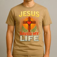 Jesus Saved My Life Cross With Heart Christian Design T-Shirt