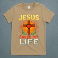 Jesus Saved My Life Cross With Heart Christian Design T-Shirt