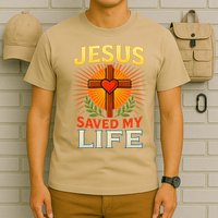 Jesus Saved My Life Cross With Heart Christian Design T-Shirt