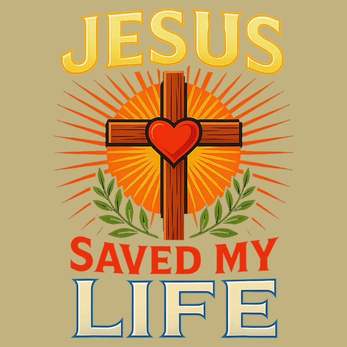 Jesus Saved My Life Cross With Heart Christian Design T-Shirt