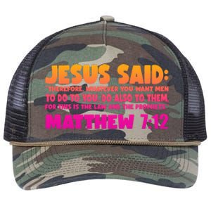 Jesus Said Matthew 7:12 Bible Verse Retro Rope Trucker Hat Cap