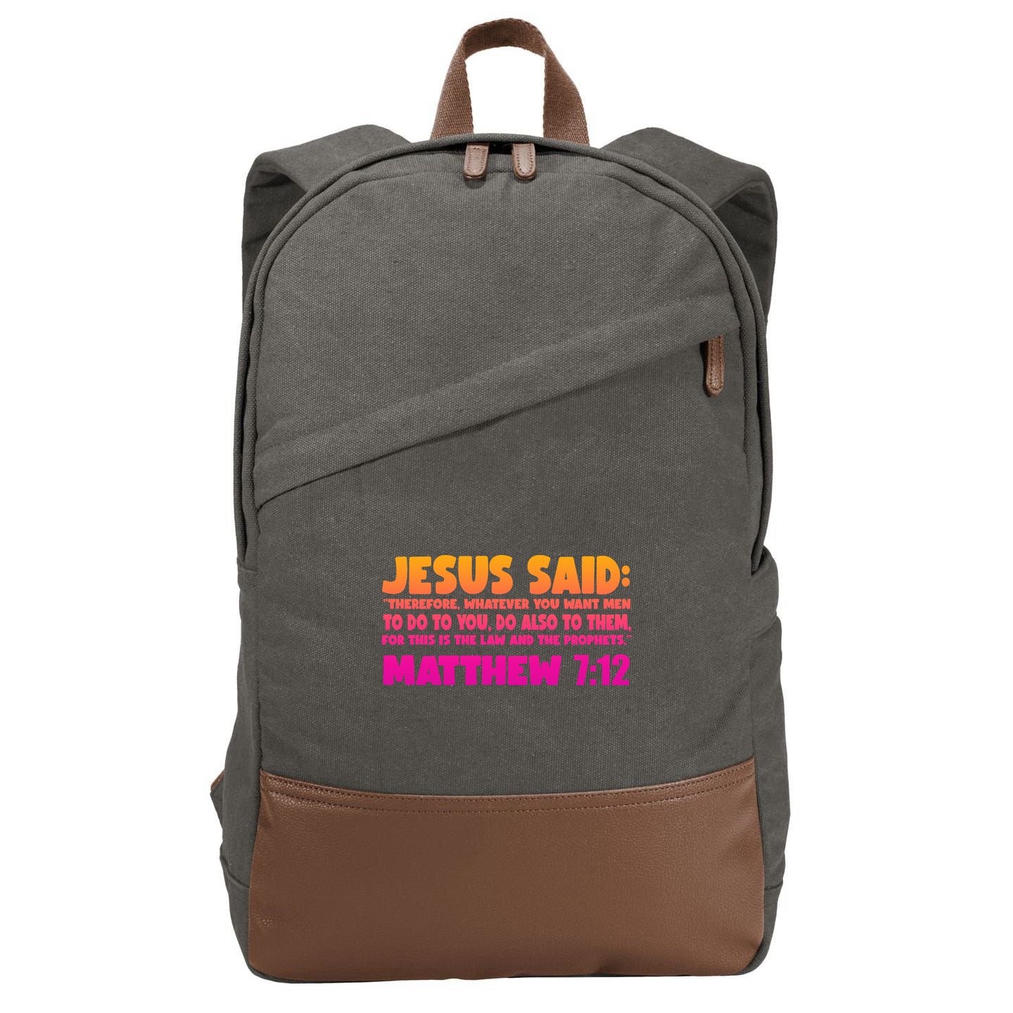 Jesus Said Matthew 7:12 Bible Verse Cotton Canvas Backpack