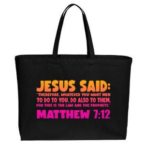 Jesus Said Matthew 7:12 Bible Verse Cotton Canvas Jumbo Tote