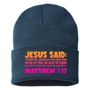 Jesus Said Matthew 7:12 Bible Verse Sustainable Knit Beanie