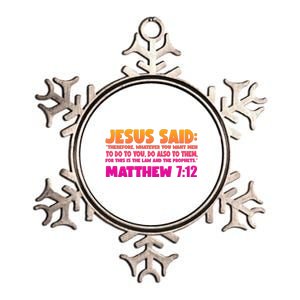 Jesus Said Matthew 7:12 Bible Verse Metallic Star Ornament