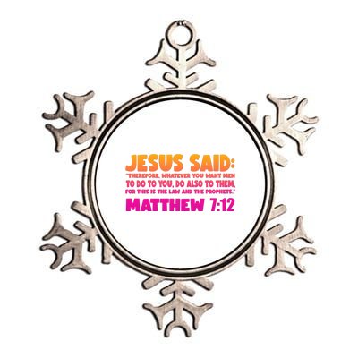 Jesus Said Matthew 7:12 Bible Verse Metallic Star Ornament