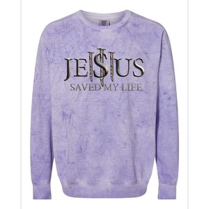 Jesus Saved My Life Christian Religious Believer  Colorblast Crewneck Sweatshirt