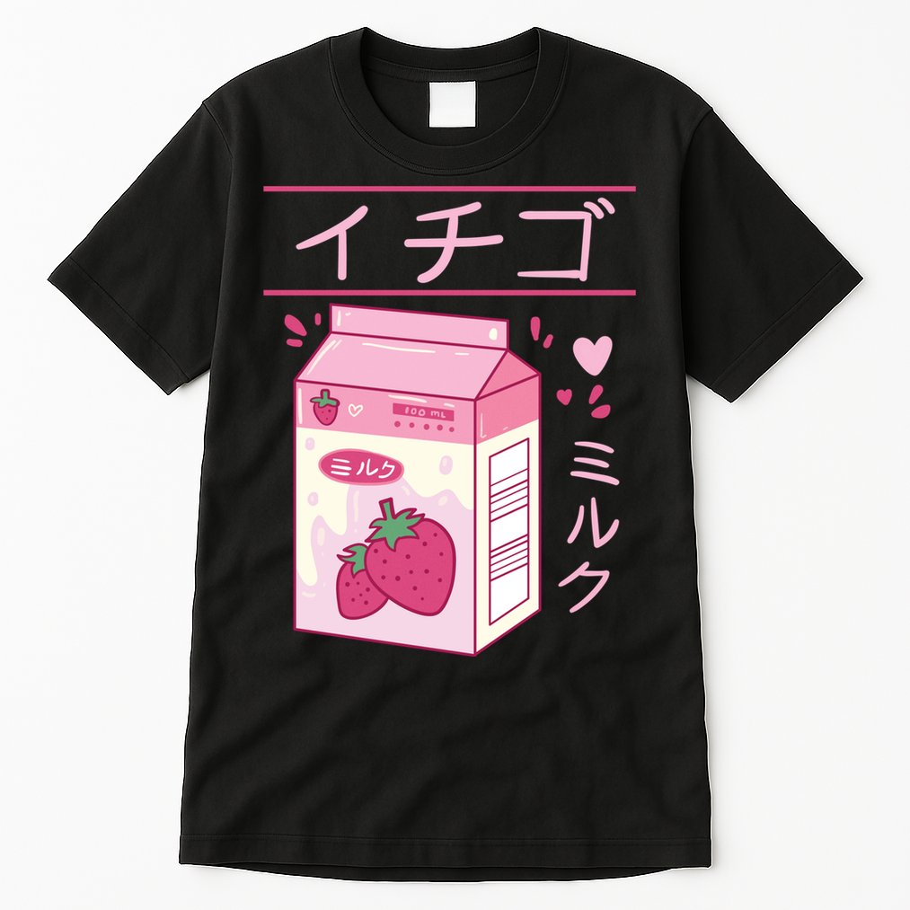 Japanese Strawberry Milk Kawaii Kanji Vaporwave Otaku Gift Tall T-Shirt