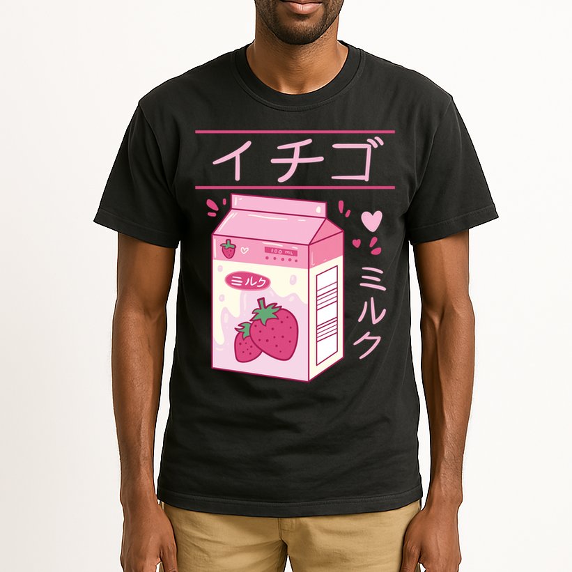 Japanese Strawberry Milk Kawaii Kanji Vaporwave Otaku Gift Tall T-Shirt