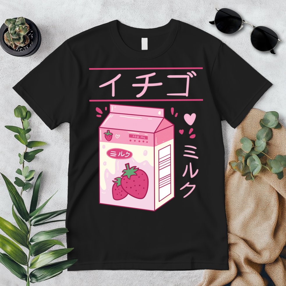 Japanese Strawberry Milk Kawaii Kanji Vaporwave Otaku Gift Premium T-Shirt