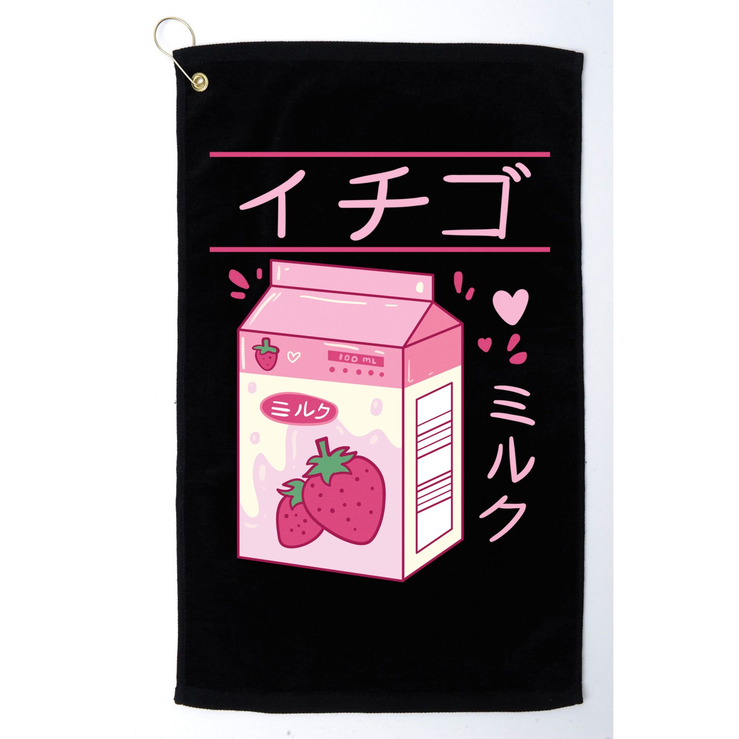 Japanese Strawberry Milk Kawaii Kanji Vaporwave Otaku Gift Golf Towel