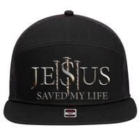 Jesus Saved My Life Christian Religious Believer 7 Panel Mesh Trucker Snapback Hat