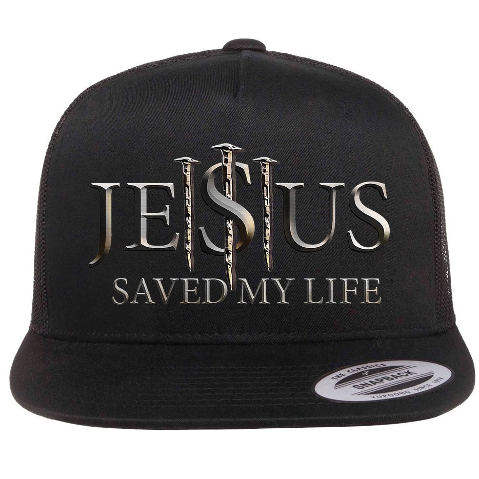 Jesus Saved My Life Christian Religious Believer Flat Bill Trucker Hat
