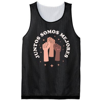 Juntos Somos Mejores Bilingual Spanish Teacher Melanin Mesh Reversible Basketball Jersey Tank