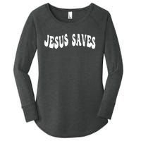 Jesus Saves Message Of Salvation Christian Faith Religion Women's Perfect Tri Tunic Long Sleeve Shirt