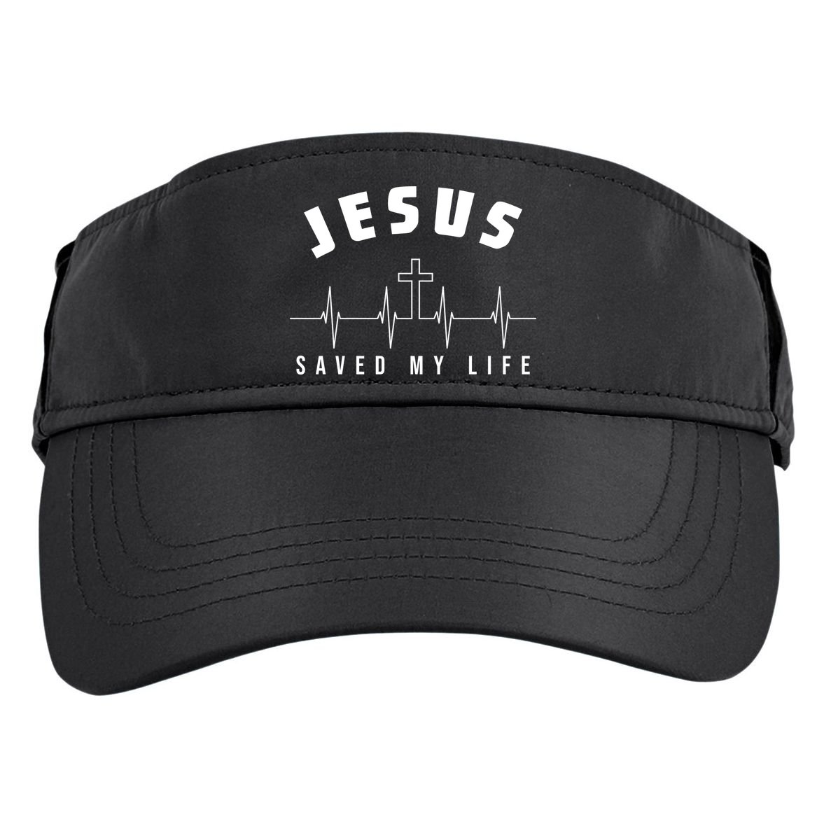 Jesus Saved My Life Cross Heartbeat Adult Drive Performance Visor