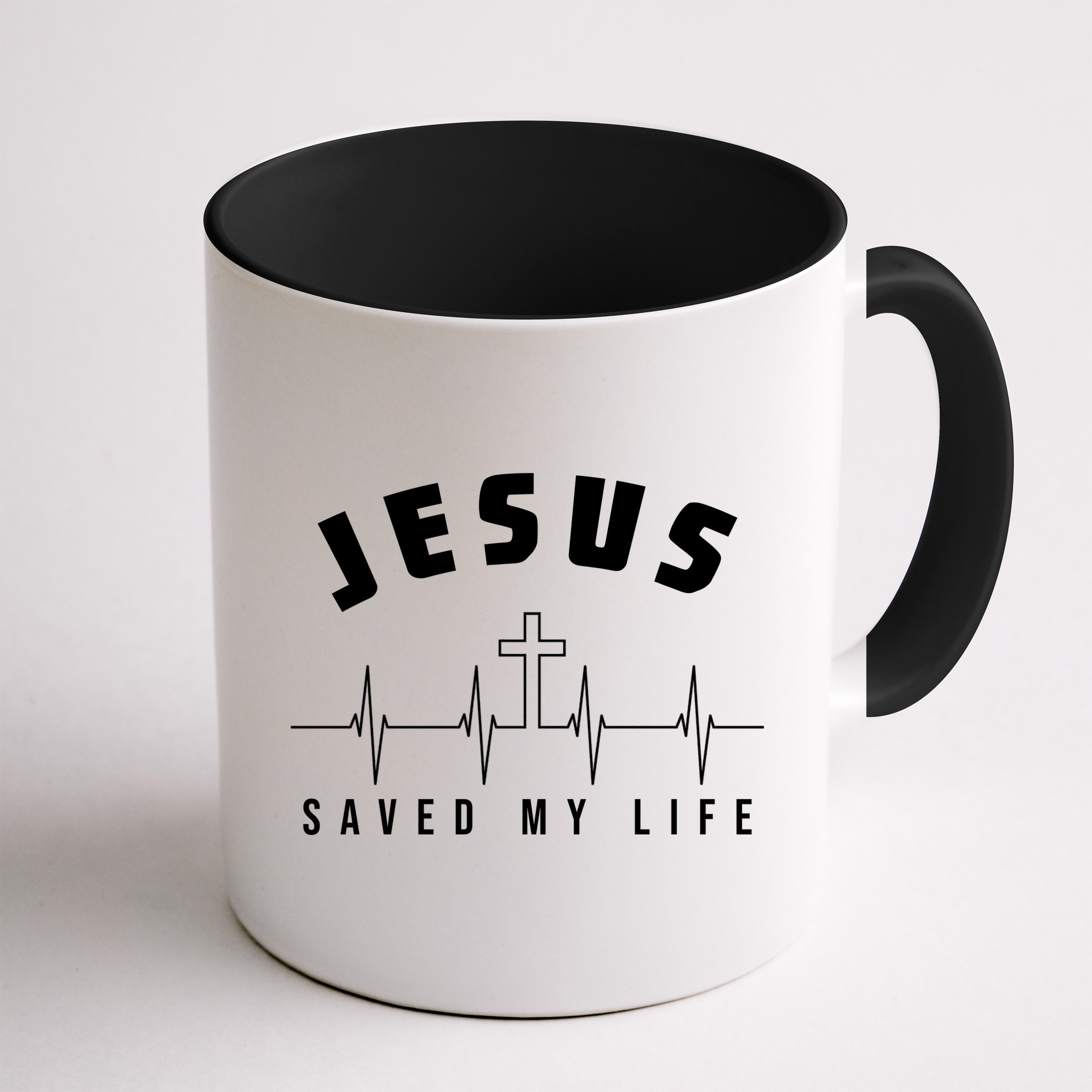 Jesus Saved My Life Cross Heartbeat Mug