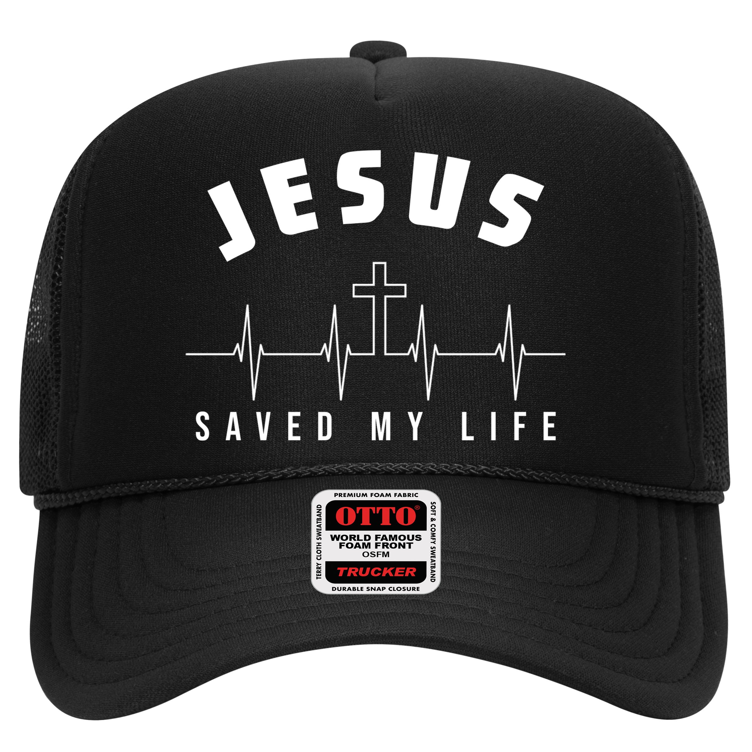 Jesus Saved My Life Cross Heartbeat Hat