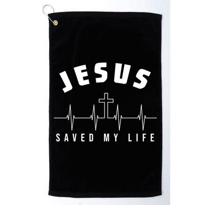 Jesus Saved My Life Cross Heartbeat Golf Towel