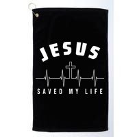 Jesus Saved My Life Cross Heartbeat Golf Towel