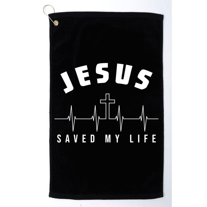 Jesus Saved My Life Cross Heartbeat Golf Towel