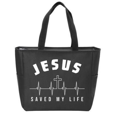 Jesus Saved My Life Cross Heartbeat Zip Tote Bag