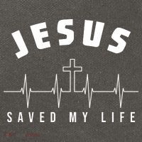 Jesus Saved My Life Cross Heartbeat Cotton Canvas Backpack