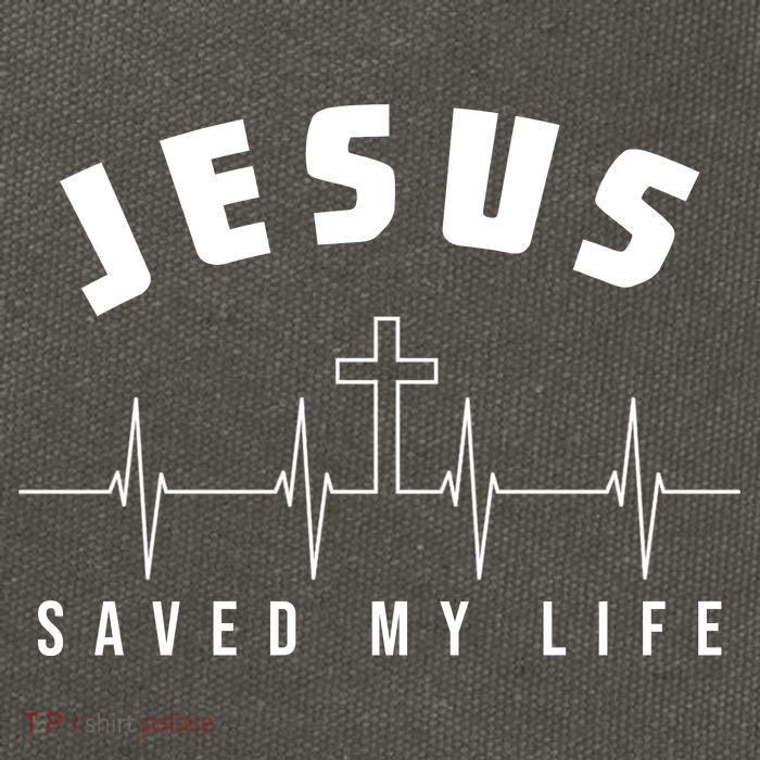 Jesus Saved My Life Cross Heartbeat Cotton Canvas Backpack