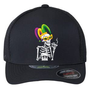 Jester Skeleton Masquerade Party Mardi Gras Bones Mask Gift Flexfit Unipanel Trucker Cap