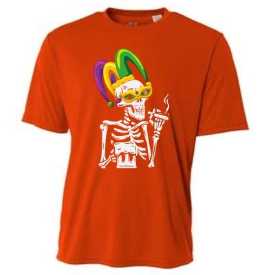 Jester Skeleton Masquerade Party Mardi Gras Bones Mask Cute Gift Cooling Performance Crew T-Shirt