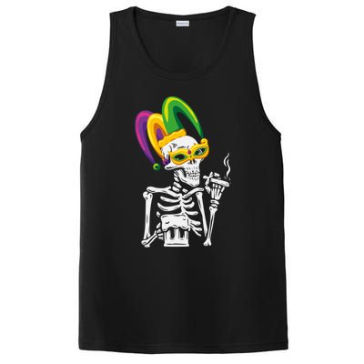 Jester Skeleton Masquerade Party Mardi Gras Bones Mask Cute Gift PosiCharge Competitor Tank