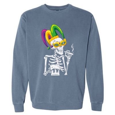 Jester Skeleton Masquerade Party Mardi Gras Bones Mask Cute Gift Garment-Dyed Sweatshirt