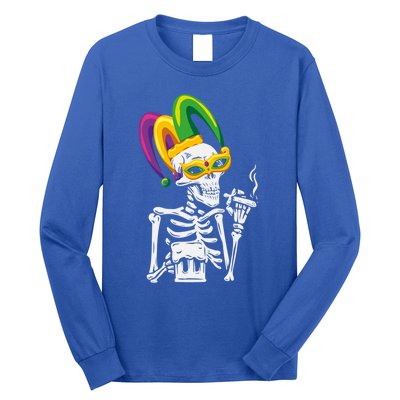 Jester Skeleton Masquerade Party Mardi Gras Bones Mask Cute Gift Long Sleeve Shirt