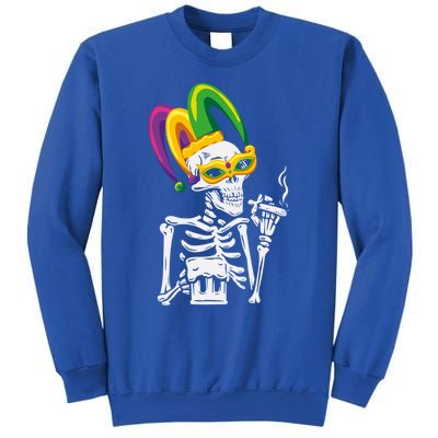 Jester Skeleton Masquerade Party Mardi Gras Bones Mask Cute Gift Sweatshirt