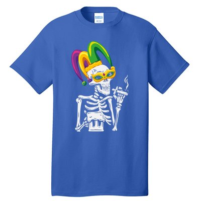 Jester Skeleton Masquerade Party Mardi Gras Bones Mask Cute Gift Tall T-Shirt