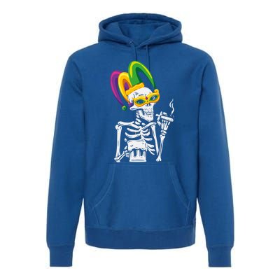 Jester Skeleton Masquerade Party Mardi Gras Bones Mask Cute Gift Premium Hoodie