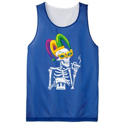 Jester Skeleton Masquerade Party Mardi Gras Bones Mask Cute Gift Mesh Reversible Basketball Jersey Tank