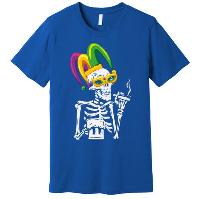 Jester Skeleton Masquerade Party Mardi Gras Bones Mask Cute Gift Premium T-Shirt