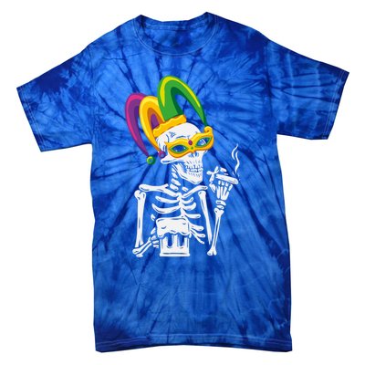 Jester Skeleton Masquerade Party Mardi Gras Bones Mask Cute Gift Tie-Dye T-Shirt