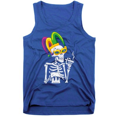 Jester Skeleton Masquerade Party Mardi Gras Bones Mask Cute Gift Tank Top