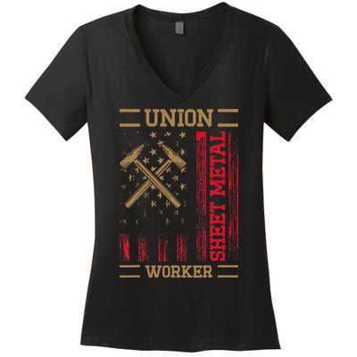 Journeyman Sheet Metal Worker Union Sheet Metal Worker Women's V-Neck T-Shirt
