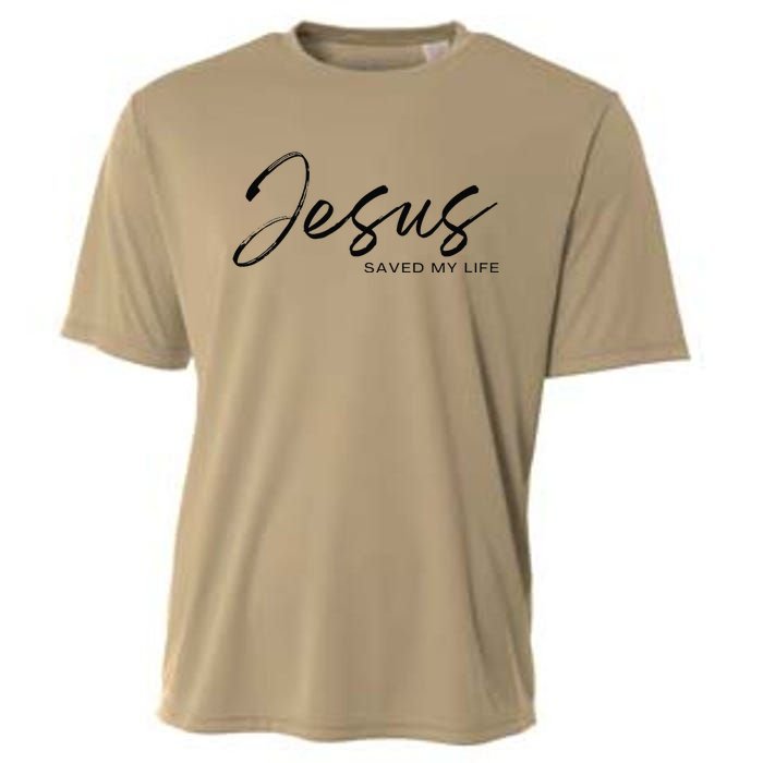 Jesus Saved My Life Modern Christian Religious Minimalist Cooling Performance Crew T-Shirt