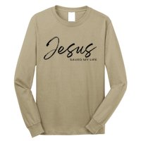 Jesus Saved My Life Modern Christian Religious Minimalist Long Sleeve Shirt