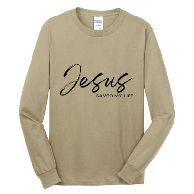 Jesus Saved My Life Modern Christian Religious Minimalist Tall Long Sleeve T-Shirt