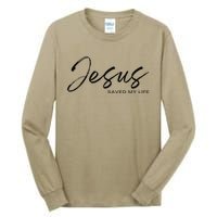 Jesus Saved My Life Modern Christian Religious Minimalist Tall Long Sleeve T-Shirt