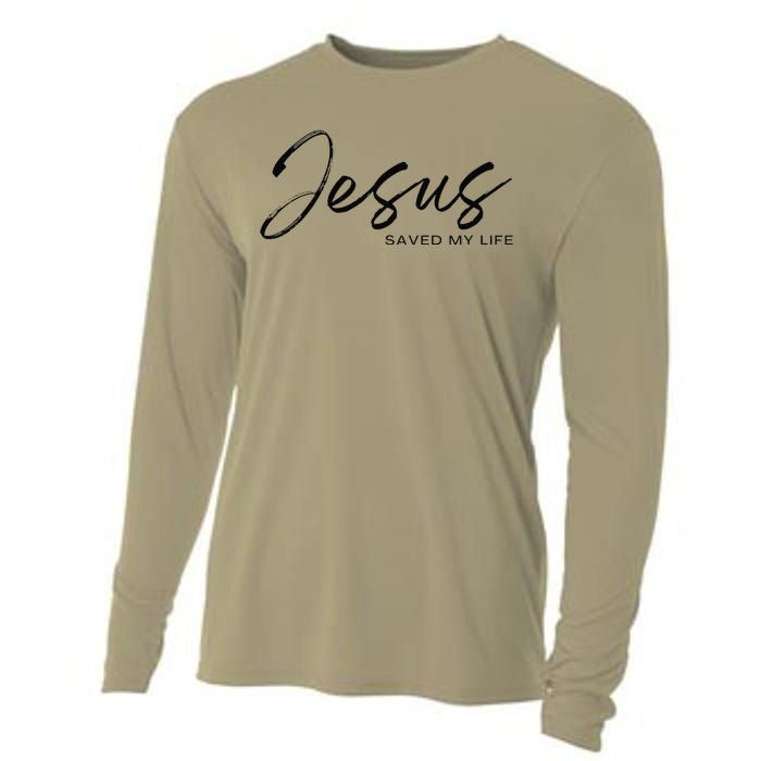 Jesus Saved My Life Modern Christian Religious Minimalist Cooling Performance Long Sleeve Crew