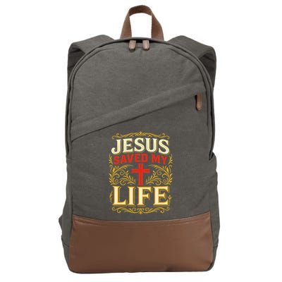 Jesus Saved My Life Bold Art Christian Faith Statement Cotton Canvas Backpack