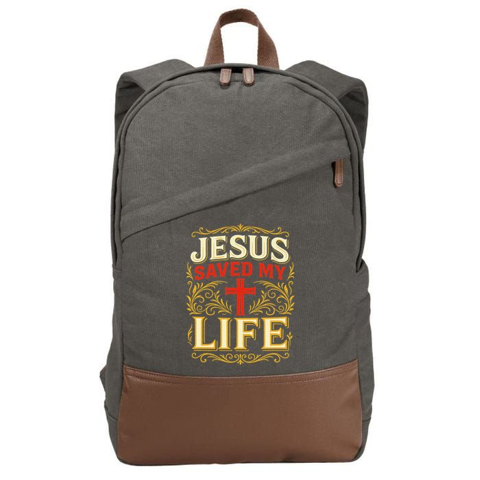 Jesus Saved My Life Bold Art Christian Faith Statement Cotton Canvas Backpack