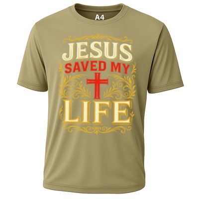 Jesus Saved My Life Bold Art Christian Faith Statement Cooling Performance Crew T-Shirt